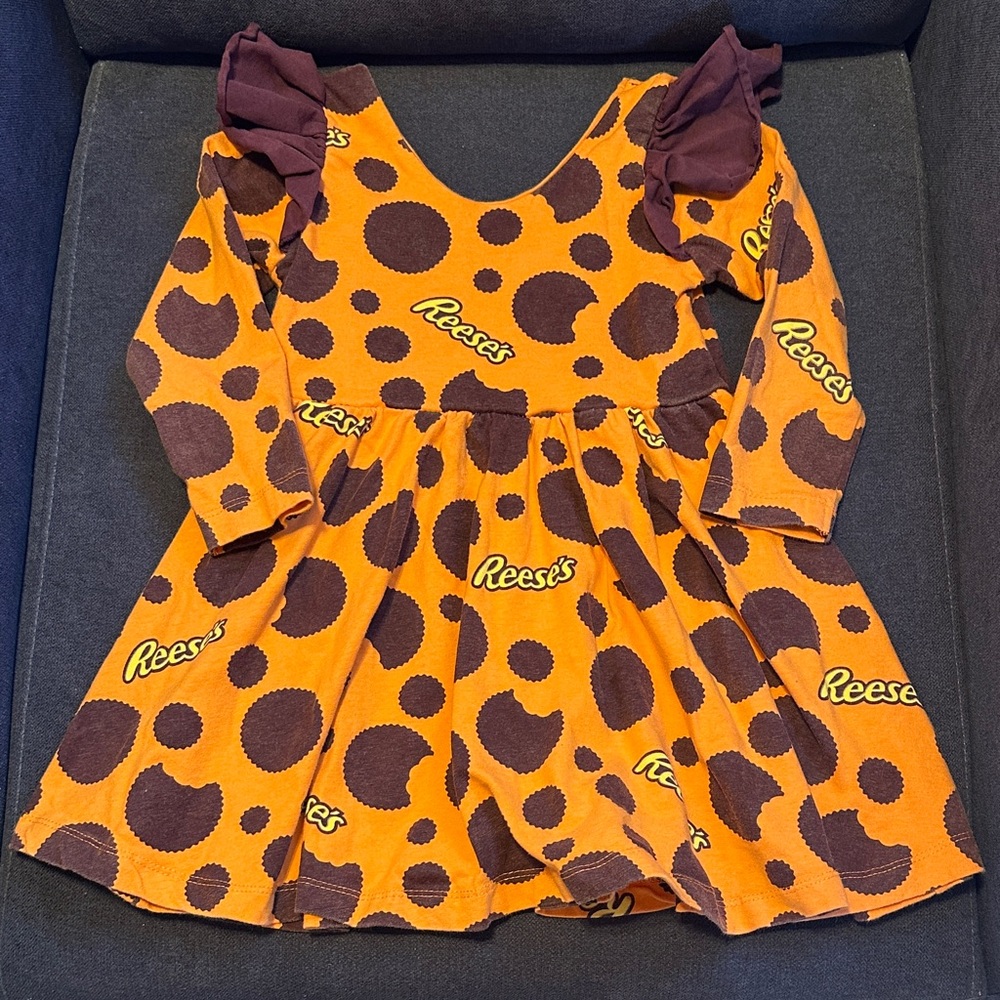 Reese's Orange and Brown Polka Dot Kids Dress